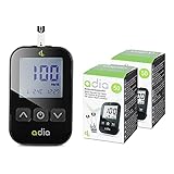 adia Diabetes-Starter-Set inkl. Blutzuckermessgerät (mg) mit 110 Blutzuckerteststreifen, Stechhilfe...