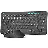 Rii Tastatur Maus Set Kabellos, 2.4G Kabellose Kompakte Tastatur mit Funkmaus für Laptop, PC und...