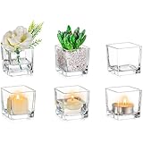 Romadedi Glas Teelichthalterhalter Kerzenhalter - 6 Pcs Votivkerzenhalter kleine quadratische...