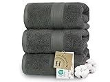 ZOLLNER 3er Set Duschtücher in 70x140 cm - besonders weiche und saugstarke Handtücher in grau -...