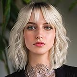 BESTUNG Kurze blond Perücke für Frauen, natürliches synthetisches Haar Ombre Bob Perücken mit...