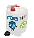 plasteo® 10 Liter Getränke- Wasserkanister Natur mit Hahn und Schraubdeckel | BPA Frei |...