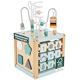 Bieco Motorikwürfel Scandi-Chic nachhaltiges Holz FSC® | Motorikspielzeug ab 1 Jahr | Activity...