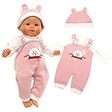 Miunana Kleidung Outfits für Baby Puppen, Pink Süße Puppenkleidung mit Hut 35-43 cm