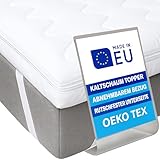 Pillows24 - Topper 120x200cm aus Kaltschaum - 6cm hoch - Matratzentopper mit abnehmbarem Bezug &...