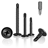 HXJDAM 200 Stück Selbstschneidende Schrauben Schwarz, 4.2 * 19mm Blechschrauben Selbstschneidend,...