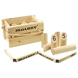 Mölkky Championship Kit - Birkenholz, 12 Skittles, 1 Stock mit Punkteblock, Heittokaari -...
