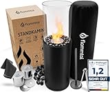 Flammtal Bioethanol Kamin [8h Brenndauer / 80x26x26 cm] - Freistehender Ethanol Standkamin für...