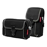 2 Stück Gürteltasche Herren, Multifunktionale Handy Gürteltasche, Schwarz Bauchtasche, 3 Stock...