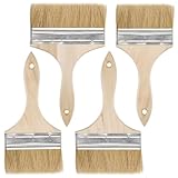Malerpinsel, 4 Stück Lasurpinsel, Flachpinsel 100mm/125mm/150mm, Lackierpinsel mit Holzgriff,...