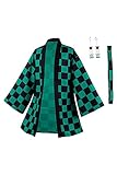 Taeyue Anime Cosplay Kostüm Halloween Karneval Cosplay Mantel Anzug Kimono Jacke Herren, grün, S