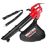 WALTER Elektro-Laubsauger & -bläser 3000W – 3-in-1 Laubsauger, Bläser & Häcksler | 240 km/h...