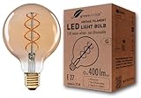 greenandco Vintage Glühfaden LED Lampe | gold | E27 G95 | 5W 400lm | 2000K extra warmweiß | 360°...