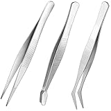 3 Praezisions Pinzette Set, Antistatische Edelstahl Pinzette, Industrie Pinzetten, Gebogener Spitze...