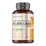 Bio Kurkuma Kapseln - 505mg Curcuma Pulver mit Ingwer & Piperin pro Tag - 365 Turmeric Capsules für...