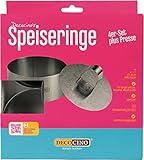 DECOCINO Speiseringe 4er-Set mit Presse - Ø 10cm, 4cm Höhe - Edelstahl Dessertringe zum Backen,...
