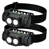 2 Stück Stirnlampe Led Wiederaufladbar, Kopflampe Stirnlampe Aufladbar, 90° Verstellbar Stirnlampe...