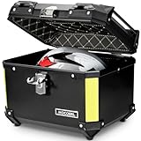MOCOERL Motorradkoffer Topcase schwarz große Kapazität 45L -Wasserdicht ABS Plastik Top Case...