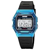 Gosasa Klassische Unisex Damen Herren Digital Multifunktions Sportuhr Edelstahl Band Quadratisch...