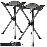 Semptec Urban Survival Technology Falthocker: 2er-Set Dreibein-Camping-Hocker, 43 cm Sitzhöhe, mit...
