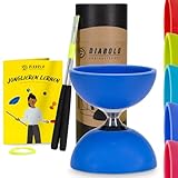 Diabolo Freizeitsport Jonglier-Set Pro mit kugelgelagertem Diabolo (blau), Handsticks aus Aluminium,...