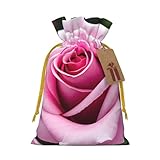 Geschenktüten mit rosa Rosenblüten und Kordelzug, mit Karten für Weihnachten, Party, Dekoration,...