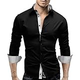 Yoisdtxc Herren-Langarm-Freizeithemden, Business-Formal-Button-Down-Shirts, schmale Passform,...