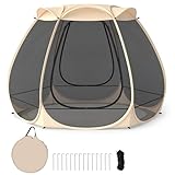 GYMAX Pop-Up-Bubble-Zelt, Großes Kuppelzelt mit 6 Netzpanelen, 2 Türen mit Reißverschlüssen,...