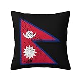 Dekokissen 45X45Cm Textureffekt Der Flagge Nepals Zierkissen Quadrat Bedruckt Zierkissenbezüge Für...