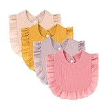 Nishine Paquete de 4 baberos de muselina sólida para bebé, unisex, de algodón, ajustables, para...