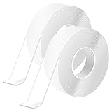2PCS Doppelseitiges Waschbares Spurloses Klebeband, 5 m x 2 cm x 1 mm Wiederverwendbar...