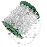 WeddingTree Perlengirlande weiss - Perlenband für Hochzeits- und Partydeko Geburtstag Taufe...