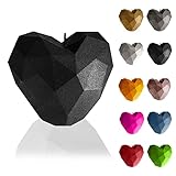 Candellana Kerze Herz Low Poly Schwarz Metallisch | Handgefertigt in der EU, 7,8 x 8 x 9 cm,...