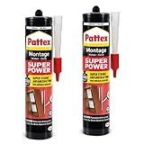 Pattex Montagekleber Super Power, Baukleber mit superstarker Anfangshaftung, Kraftkleber für...
