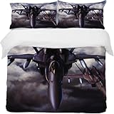 YZQGLHP Bettwäsche 220x240 Flugzeug Bettbezug Microfaser Bettwäscheset Jugendliche Blau Weiß...