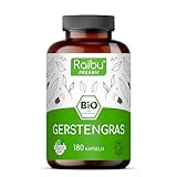 Raibu BIO Gerstengras Kapseln - 3600 mg hochdosiert pro Tagesdosis - 180 Kapseln - ökologischer...