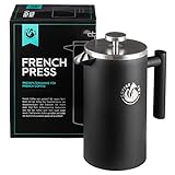 French Press Kaffeekanne aus doppelwandigem Edelstahl Schwarze Pressfilterkanne Französische...