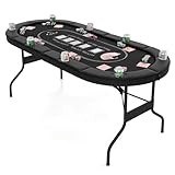 DREAMADE Faltbarer Pokertisch für 8 Spieler, Poker Table Spieltisch mit Getränkehalter, Poker...