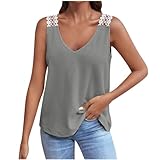 Patchwork Farben Damen Sommer Tank Top Sexy Elegant Spitze Rundhals Ärmellose Oberteile Blusen Ohne...