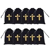 YOUKOLO 10er-Pack Cross Velvets Bag Schwarzer Stoffbeutel für Halsketten Ohrringe Elegante...