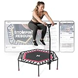 SportPlus Fitness Trampolin Indoor für Zuhause, Trampolin mit Haltestange höhenverstellbar,...