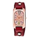 mophrati Bequeme und stilvolle, präzise Quarz Lederarmbanduhr für Damen. Quarzuhr mit...