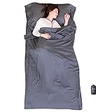 EXERMIL Seiden-Schlafsack mit Rundum-Reißverschlüssen, 221x109.2 cm große Schlaflaken für...