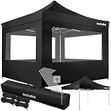 tectake® Alu Pavillon 3x3, Faltpavillon klappbar, wasserdicht, Partyzelt mit 4 Seitenwänden, inkl....