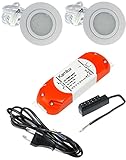 Kamilux 2er Set LED Möbeleinbauleuchte Luisa 12Volt 2,4Watt inkl. Anschlusskabel mit Stecker Farbe:...