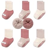 Exemaba 6 Paare Baby Anti Rutsch Socken Dicke Kleinkinder Warme Wintersocken Stoppersocken ABS...