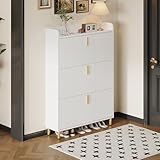 BENMWS Schuhschrank mit 3 Klappen,Schuhregal Schuhkipper Schmal,mit 6 Fächern,Schuhschrank...