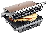 Bestron elektrischer Kontaktgrill mit Auffangschale, Sandwichmaker mit Cool-Touch-Handgriff &...