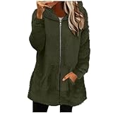 Damen Rundhals Jacke Hooded Oberteile Frauen Fleece Sweatjacke Langarm übergangsmantel Casual...