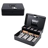 Geldkassette mit Geldablage und oberem Schlüssel & Drucktastenschloss, Geldsparschloss, Tresor...